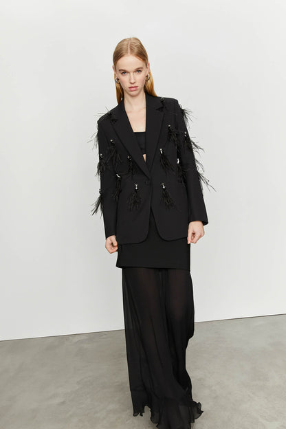 Oversized Feather and Stone Jacket