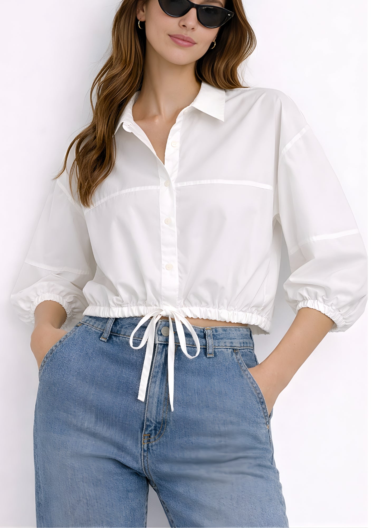 White Drawstring Shirt