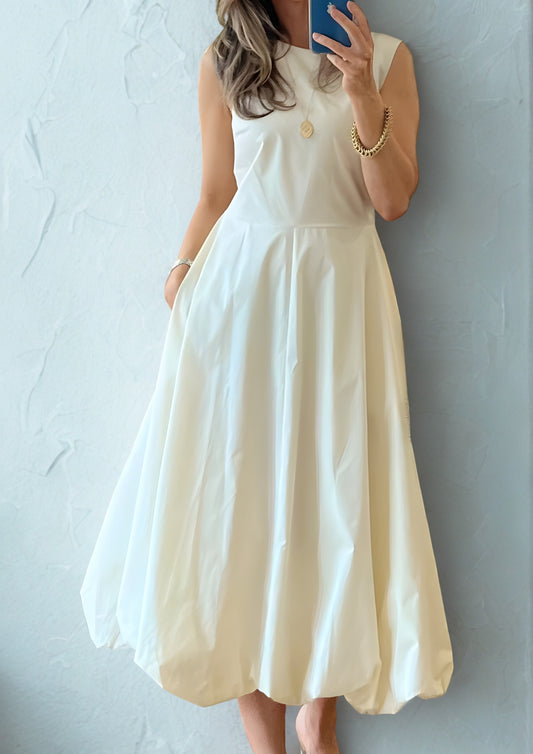 Balloon Hem Midi Dress