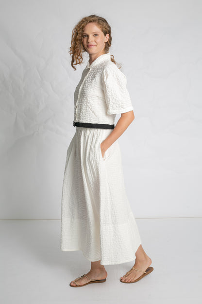 White Crinkle Weave Skirt