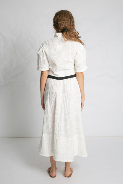 White Crinkle Weave Skirt