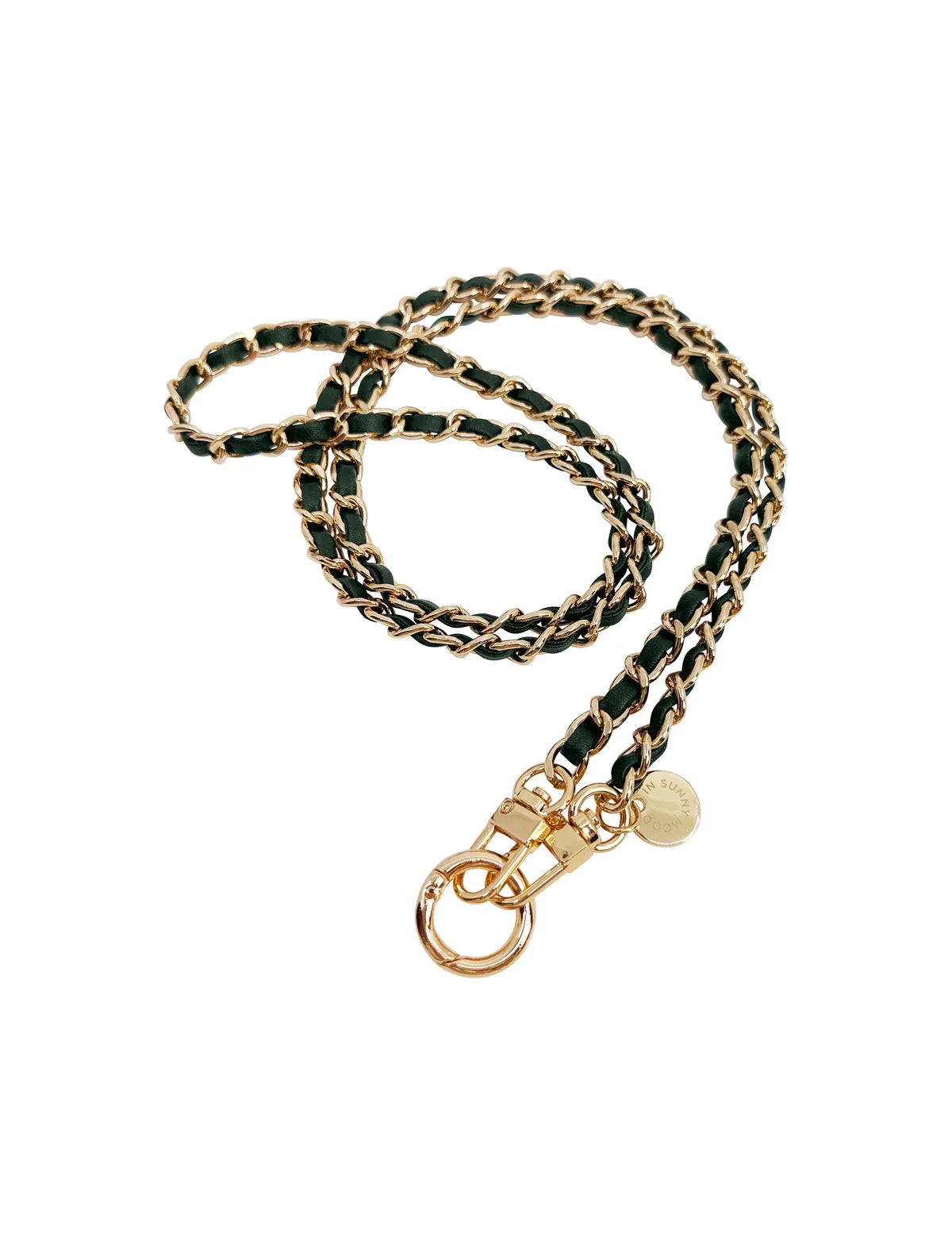Black Leather Gold Phone Chain