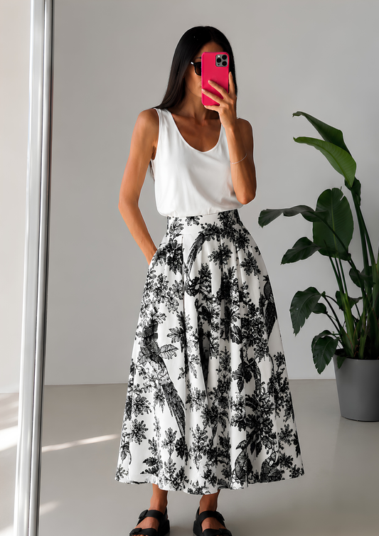 Luna Skirt - Parot B&W