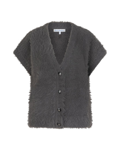 Sleeveless Fuzzy Cardigan