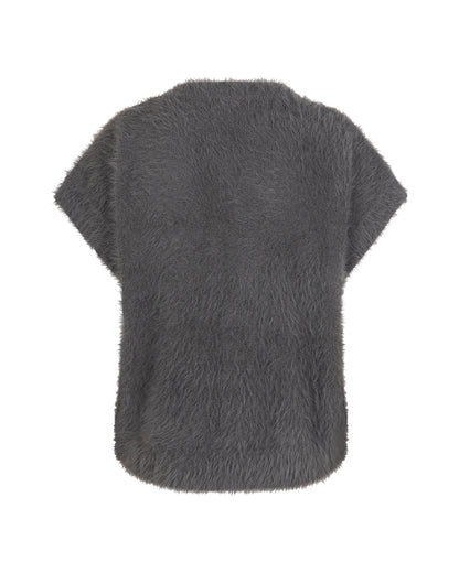 Sleeveless Fuzzy Cardigan
