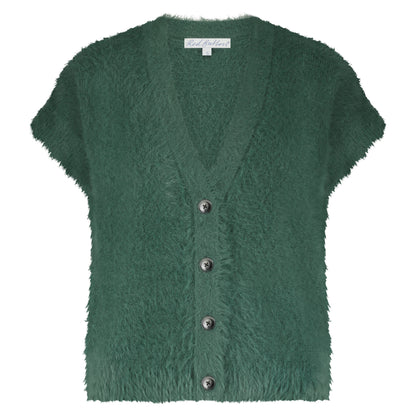 Sleeveless Fuzzy Cardigan