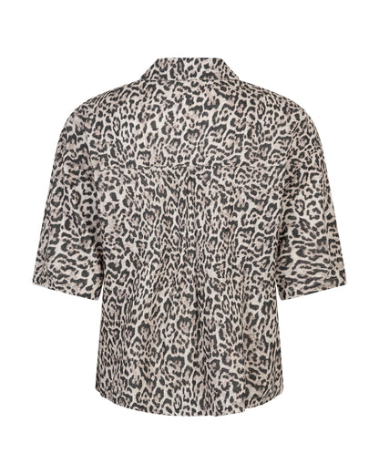 Nora Blouse Linen Leopard pebble