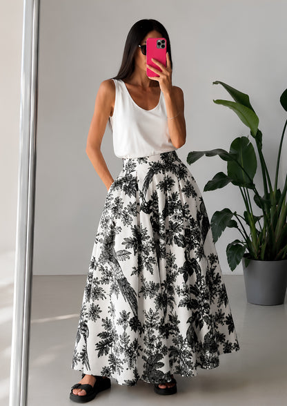 Luna Skirt - Parot B&W