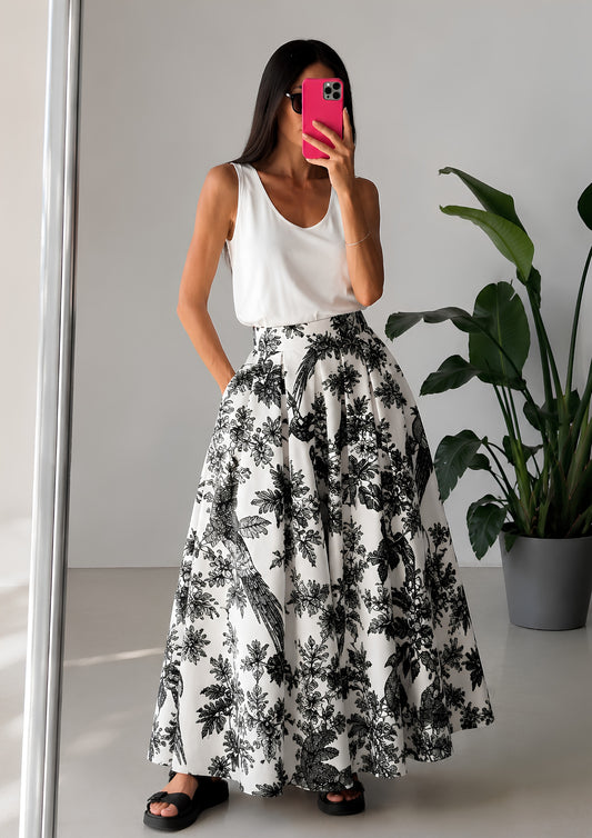 Luna Skirt - Parot B&W