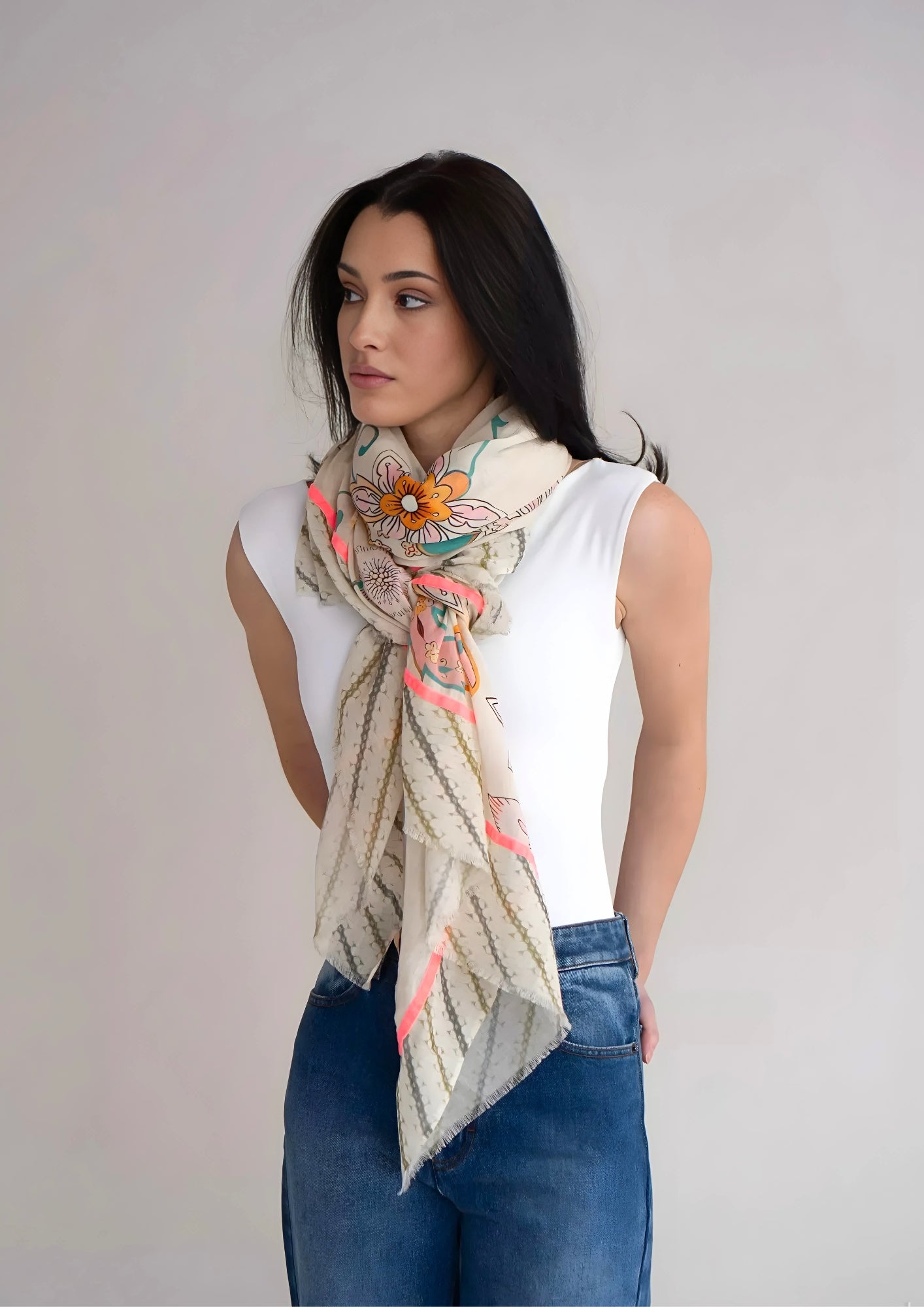 Hot Pink Print Scarf