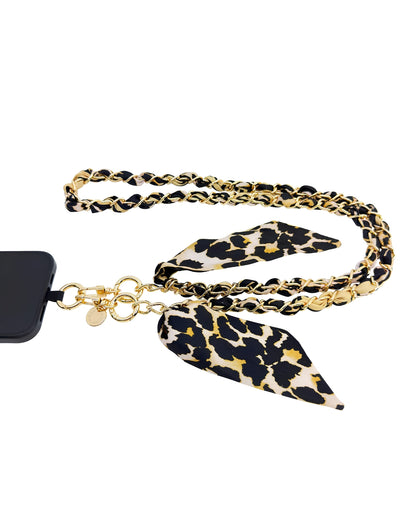 Leopard Print Ribbon Phone Chain