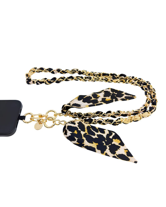 Leopard Print Ribbon Phone Chain