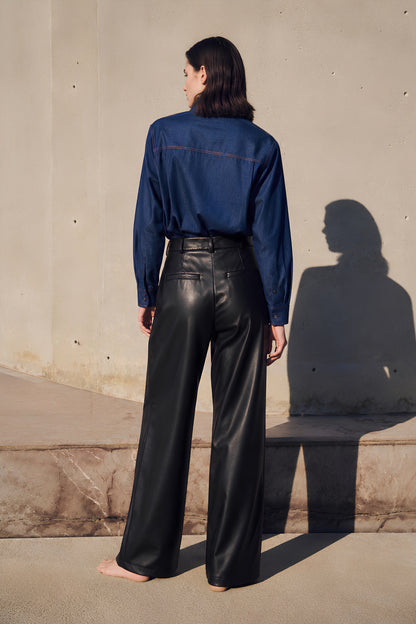 Chevron Leather Trousers- PREORDER
