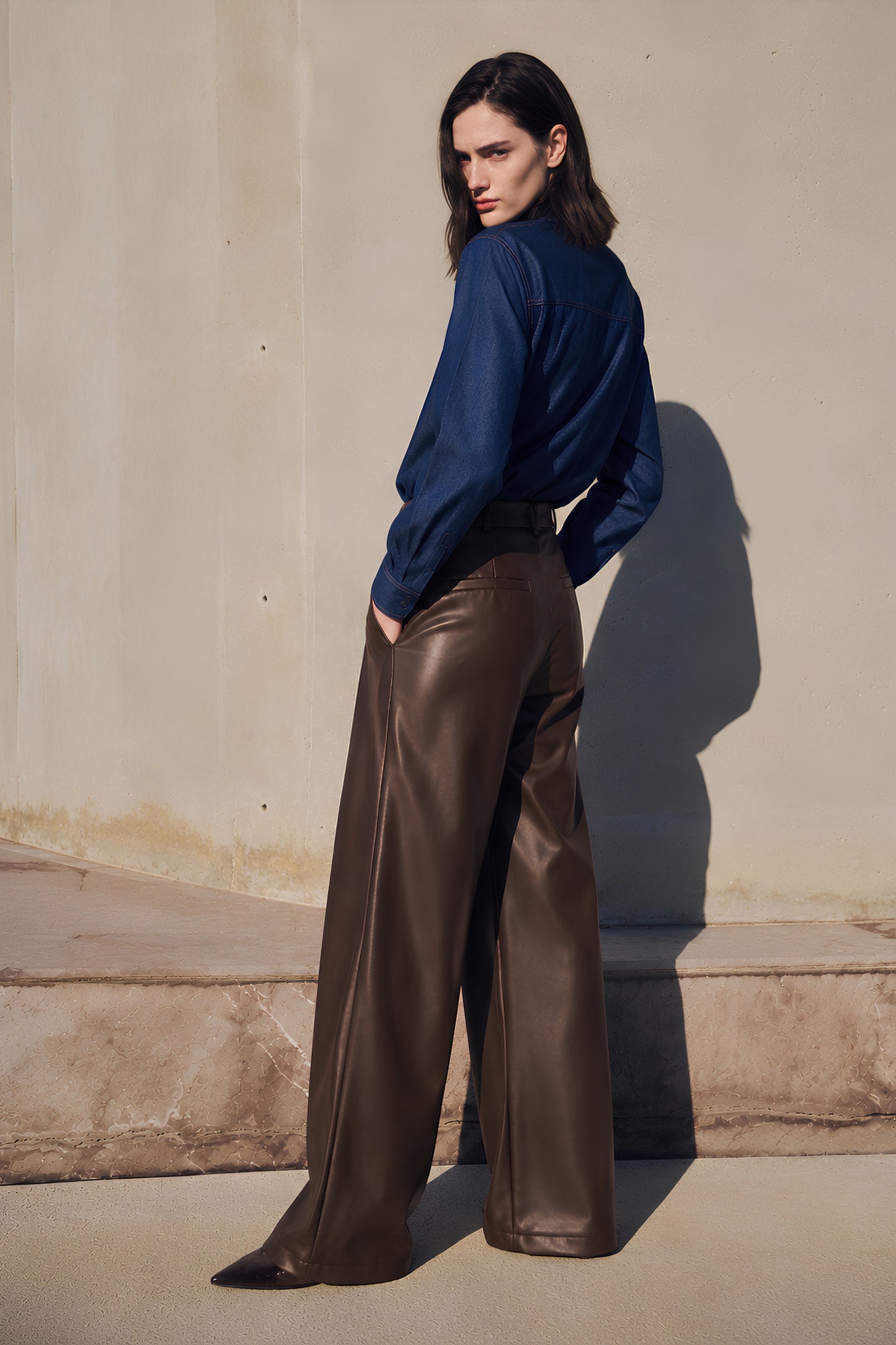 Chevron Leather Trousers- PREORDER
