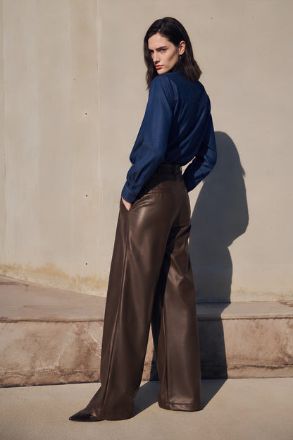 Chevron Leather Trousers- PREORDER