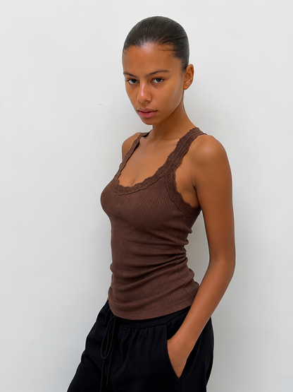 Babette Silk U-Neck Lace Top