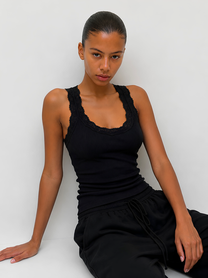 Babette Silk U-Neck Lace Top