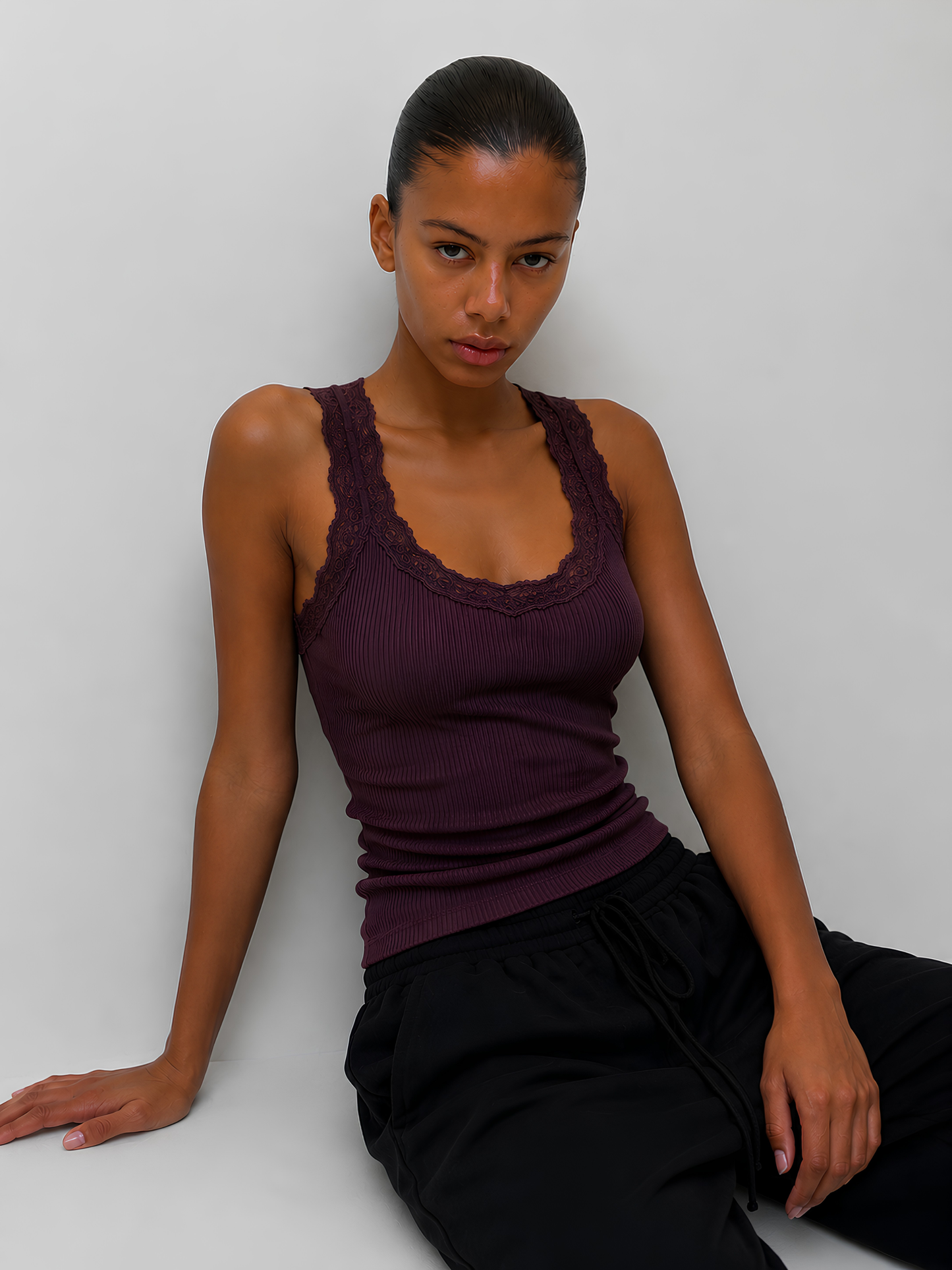 Babette Silk U-Neck Lace Top