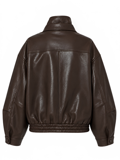 Pleather Oversized Bomber Jacket