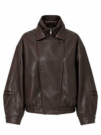Pleather Oversized Bomber Jacket