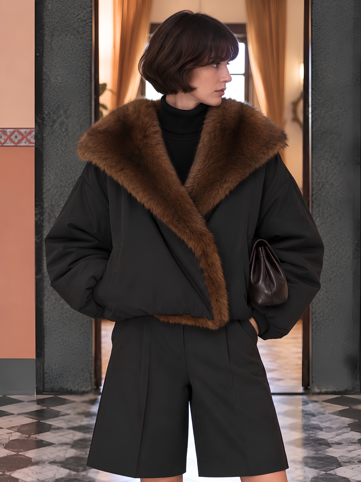 Faux Fur Lined Hooded Jacket