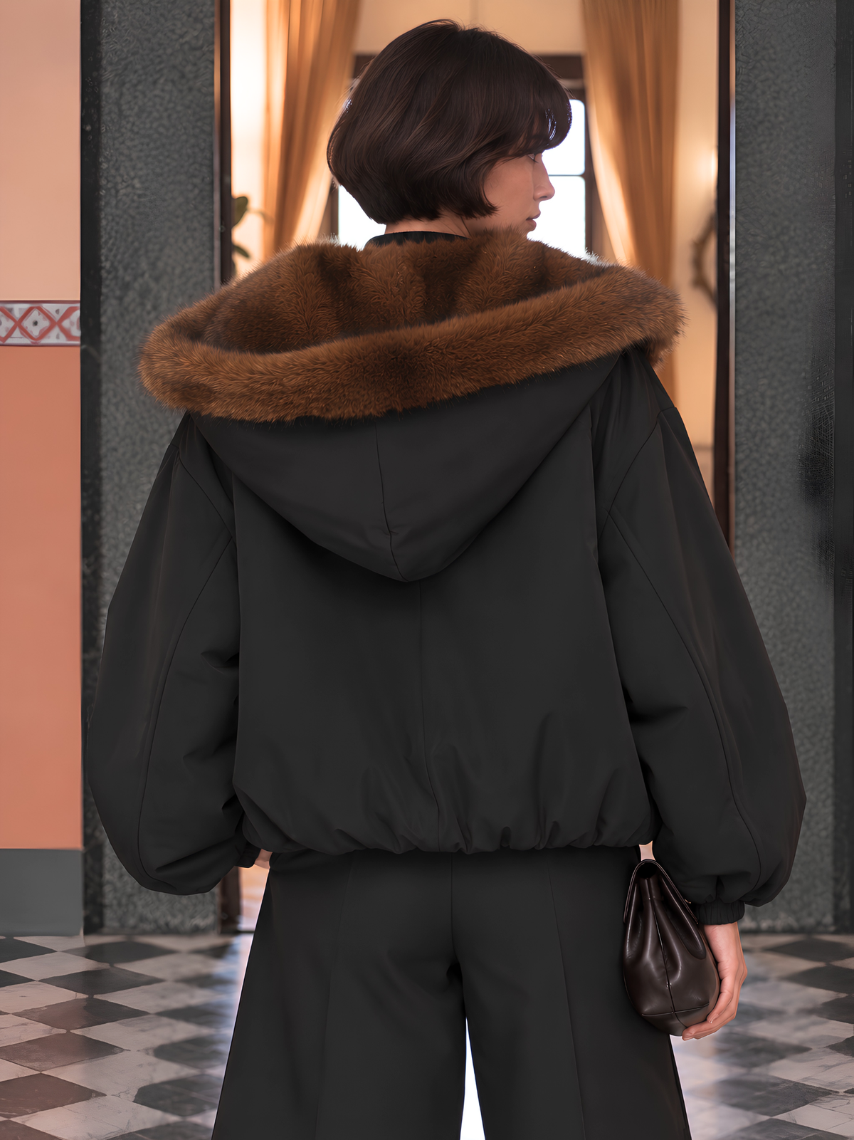 Faux Fur Lined Hooded Jacket