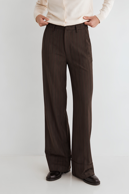 Pinstripe Wide Leg Trousers