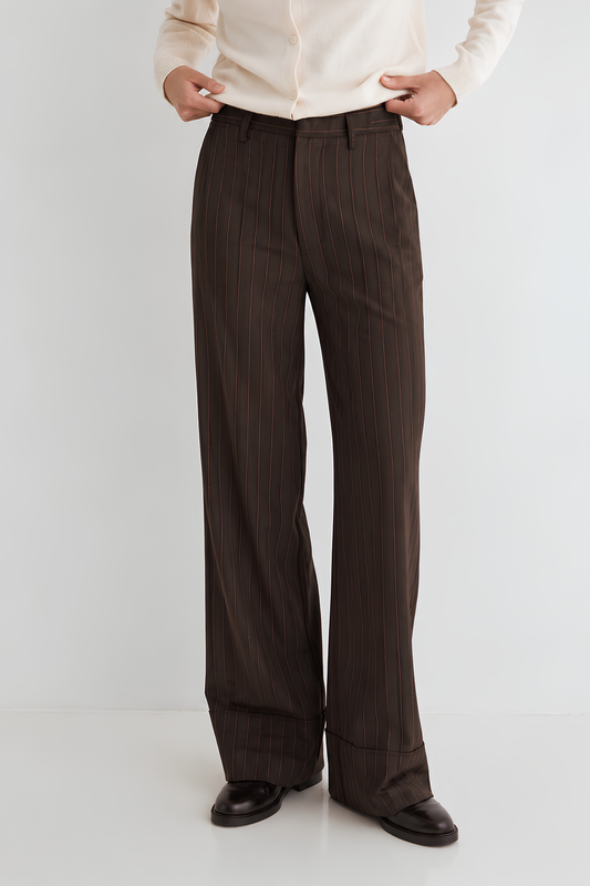 Pinstripe Wide Leg Trousers