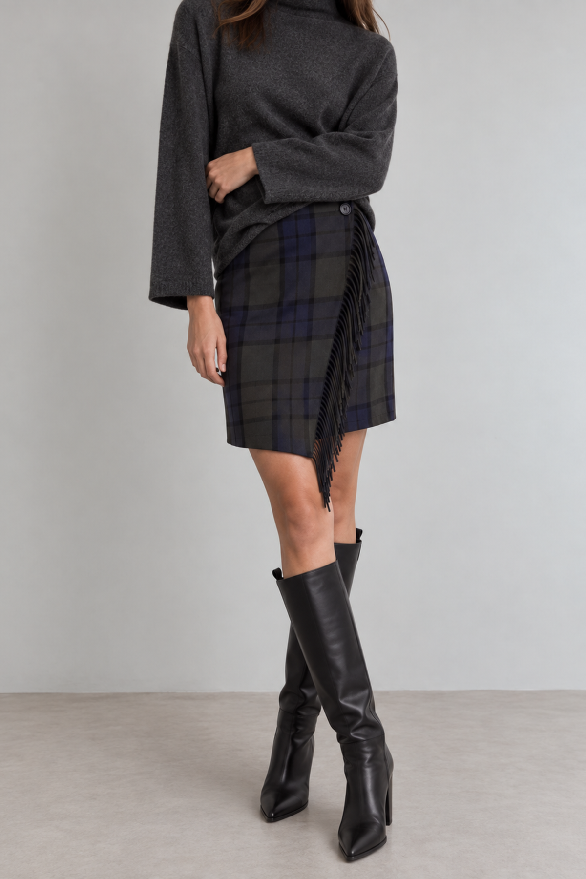 Sully Fringed Mini Skirt - Tartan