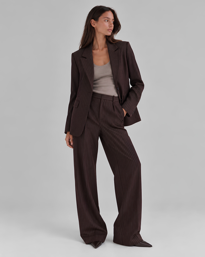 Pinstripe Wide Leg Trousers