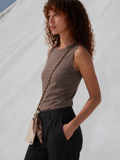 Brown Paisley Ribbon Phone Chain