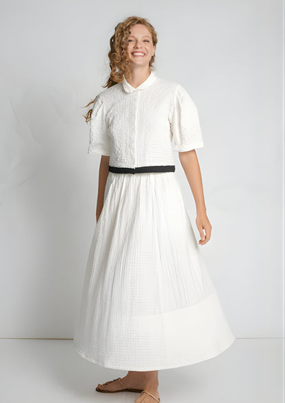 White Crinkle Weave Skirt