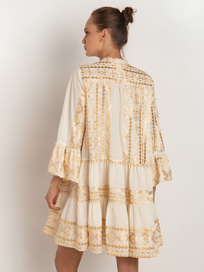 Embroidered Bell Sleeve Dress