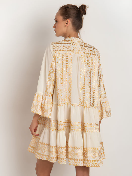 Embroidered Bell Sleeve Dress