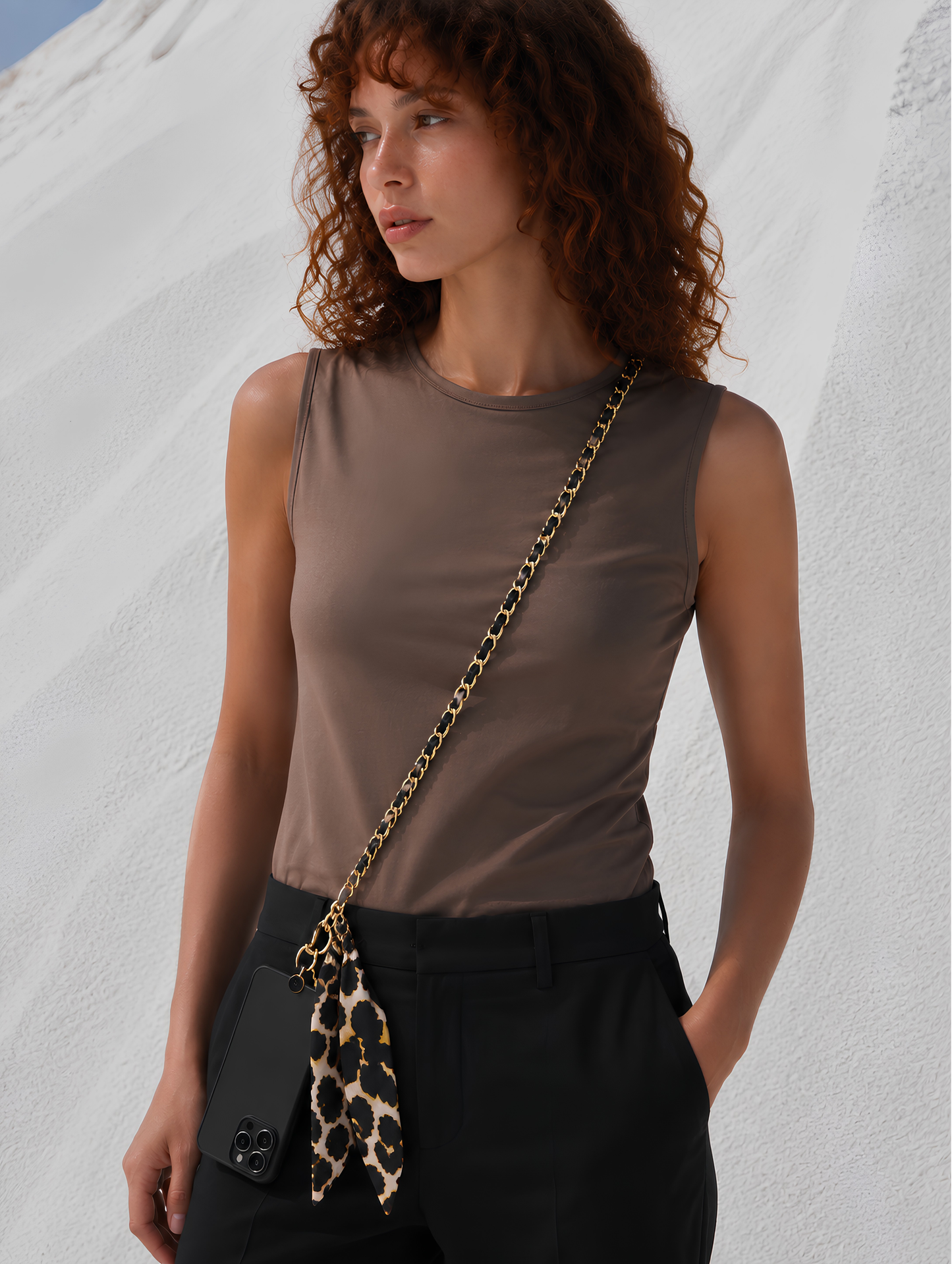 Leopard Print Ribbon Phone Chain