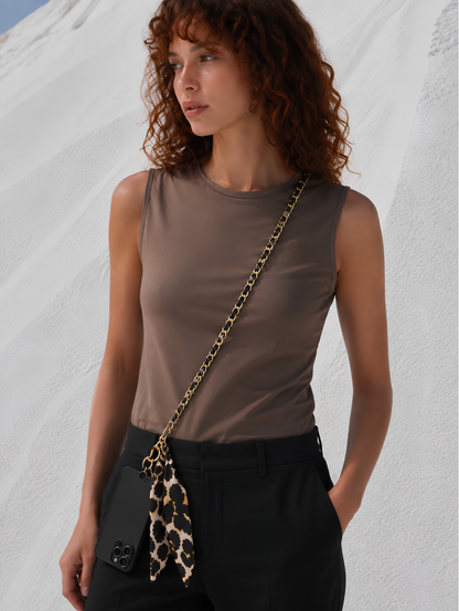 Leopard Print Ribbon Phone Chain