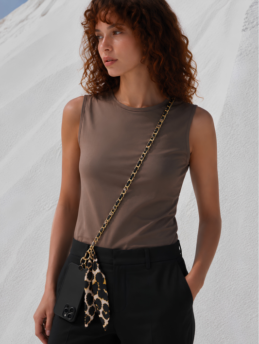 Leopard Print Ribbon Phone Chain