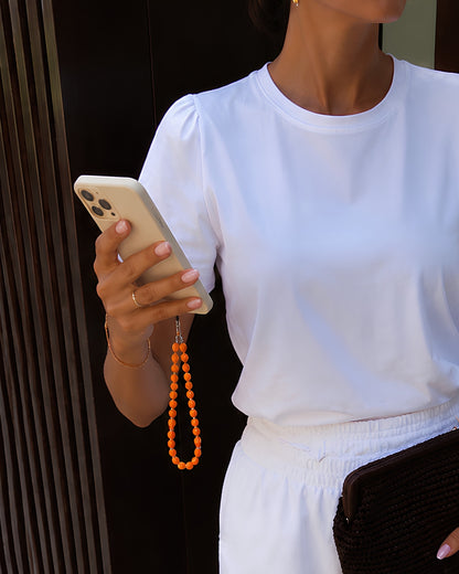 Orange Beaded Wristlet