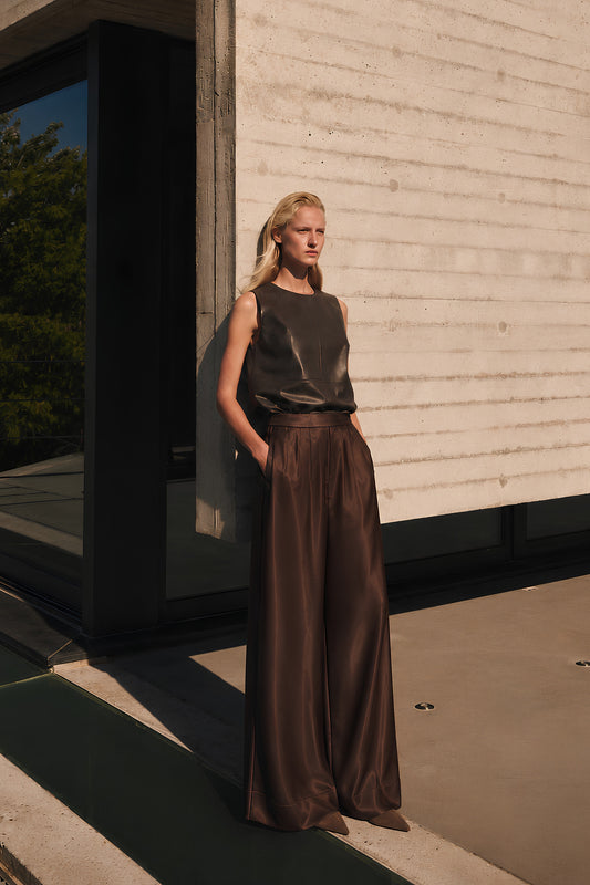 Satin Wide Leg Trousers- PREORDER