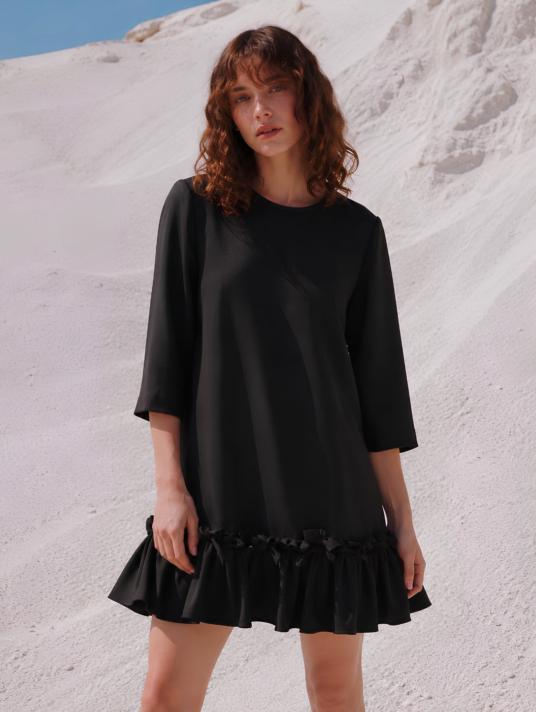 Ruffle End Jersey Dress