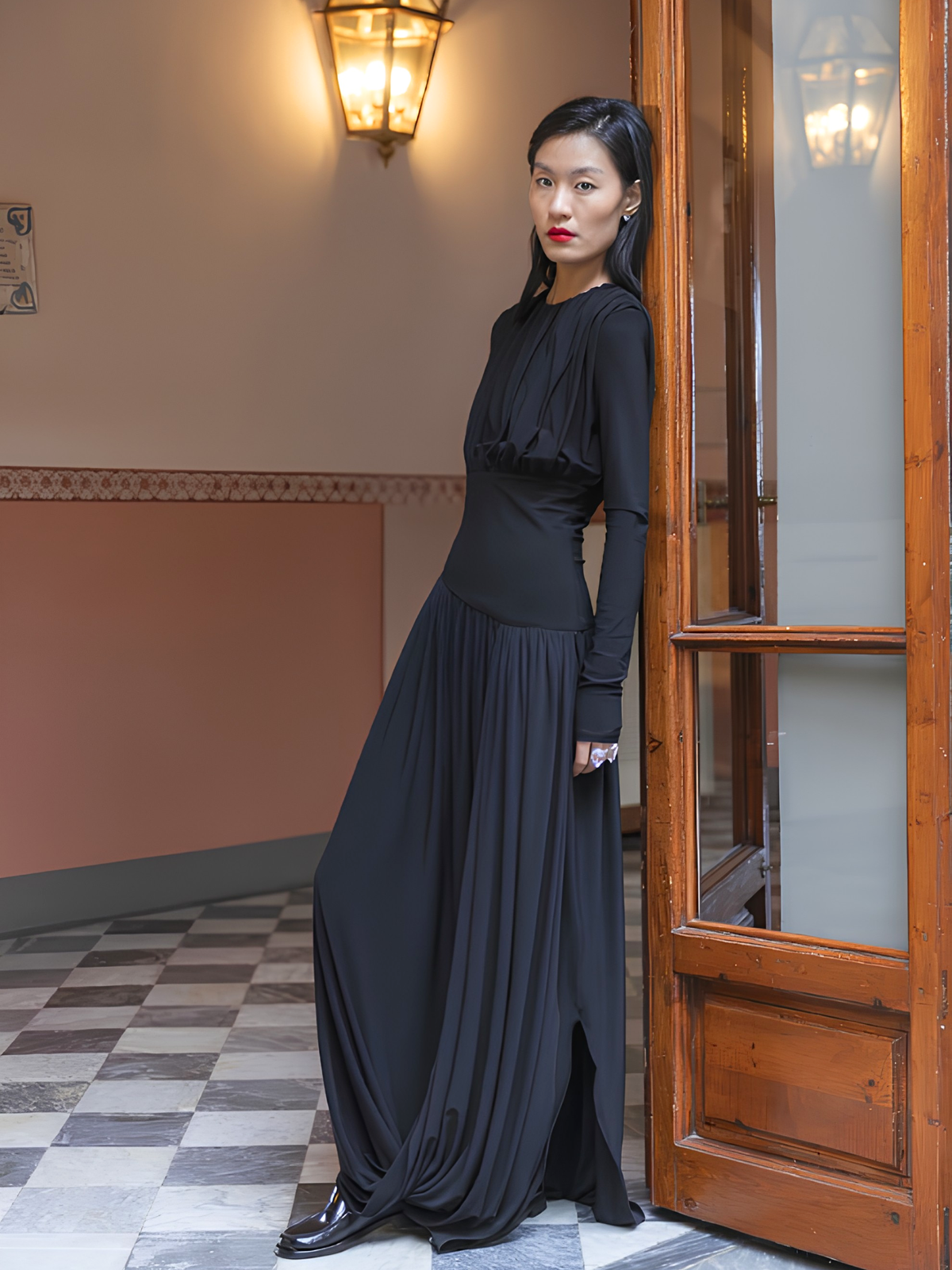 Fluid Full-Length Jersey Dress