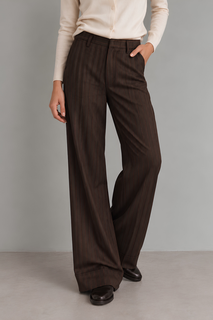 Pinstripe Wide Leg Trousers
