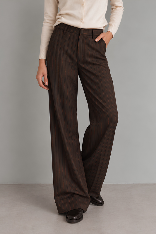 Pinstripe Wide Leg Trousers