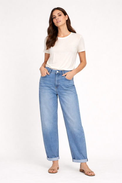 Caitlina Midstone High Rise Barrell Jeans