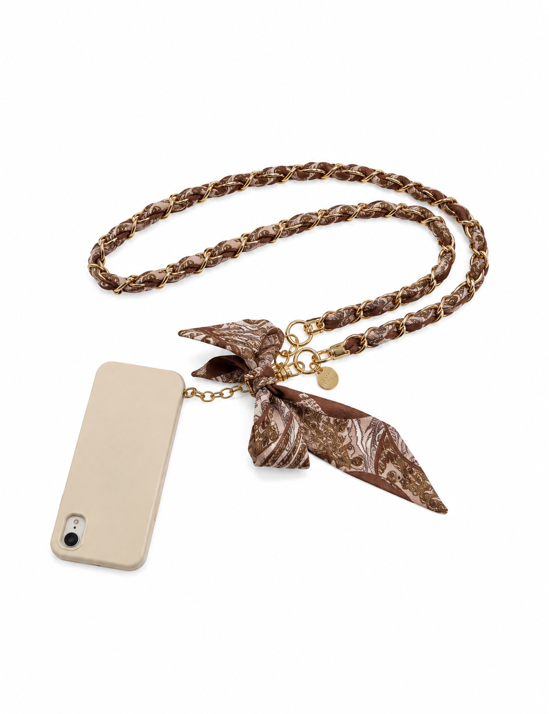 Brown Paisley Ribbon Phone Chain
