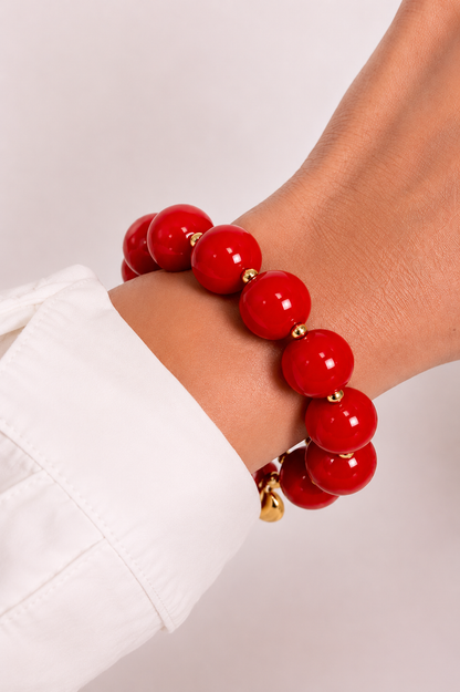 Scrunchie Bracelet with Coloured & Gold Beads