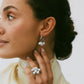 Pearl Signet Hoops Steel