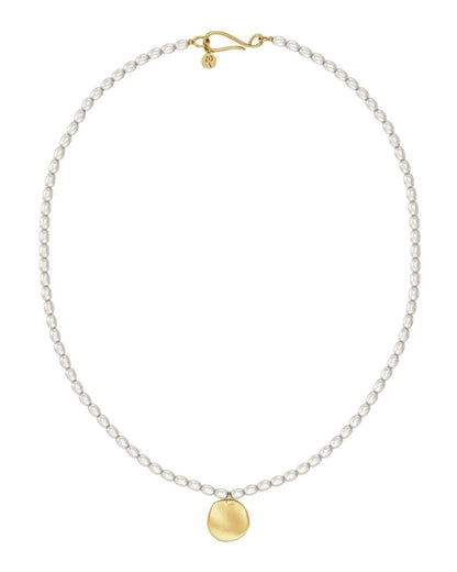 Pearl Signet Necklace Multi Gold