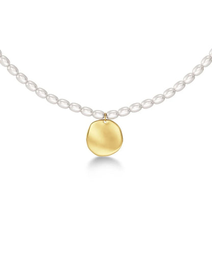 Pearl Signet Necklace Multi Gold
