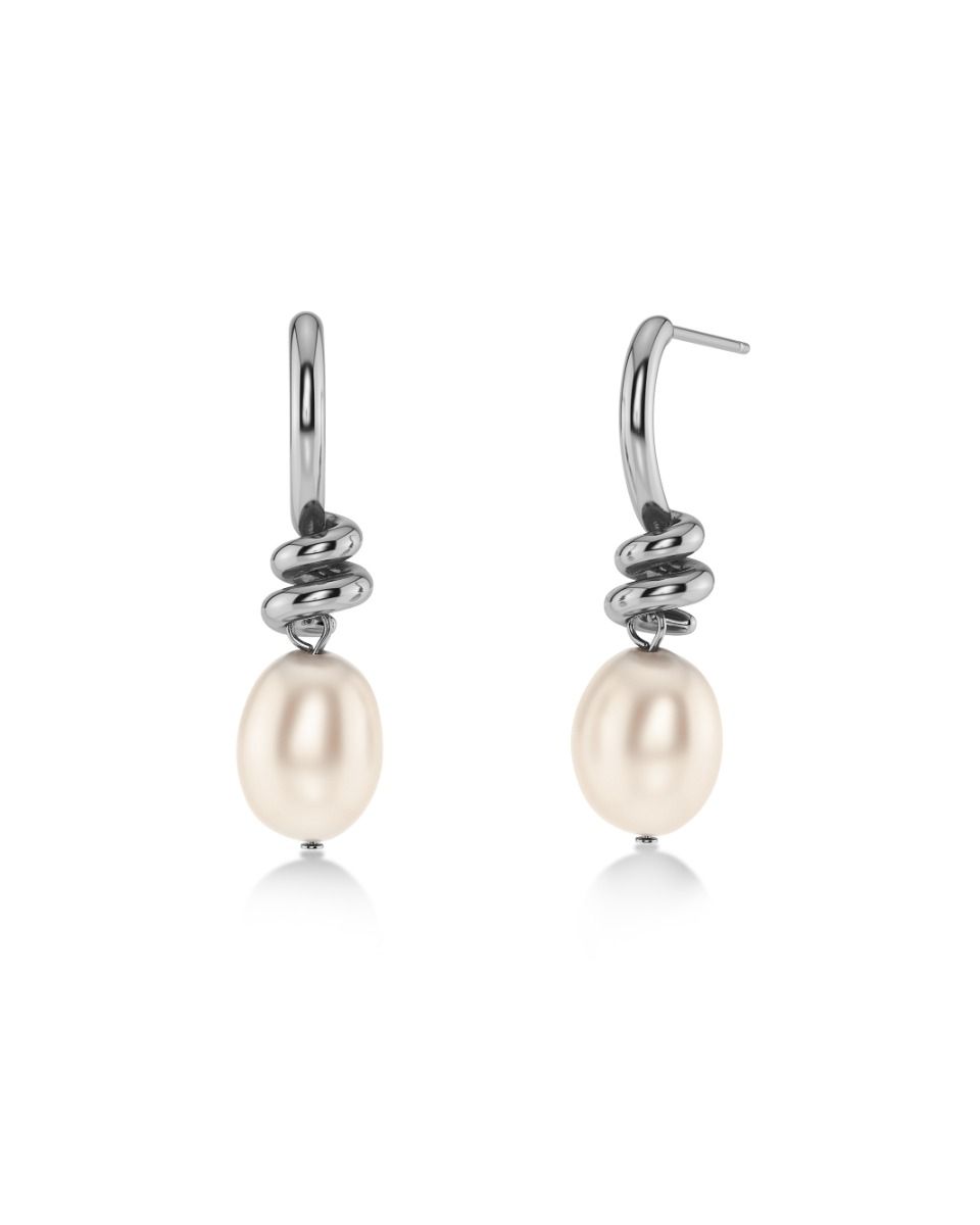 Swivel Earrings Pearl S Steel